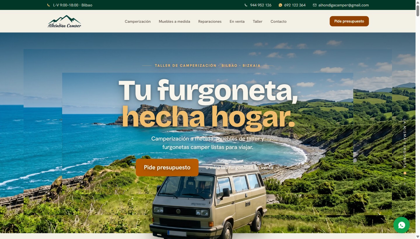 Captura de la web de Alhóndiga Camper